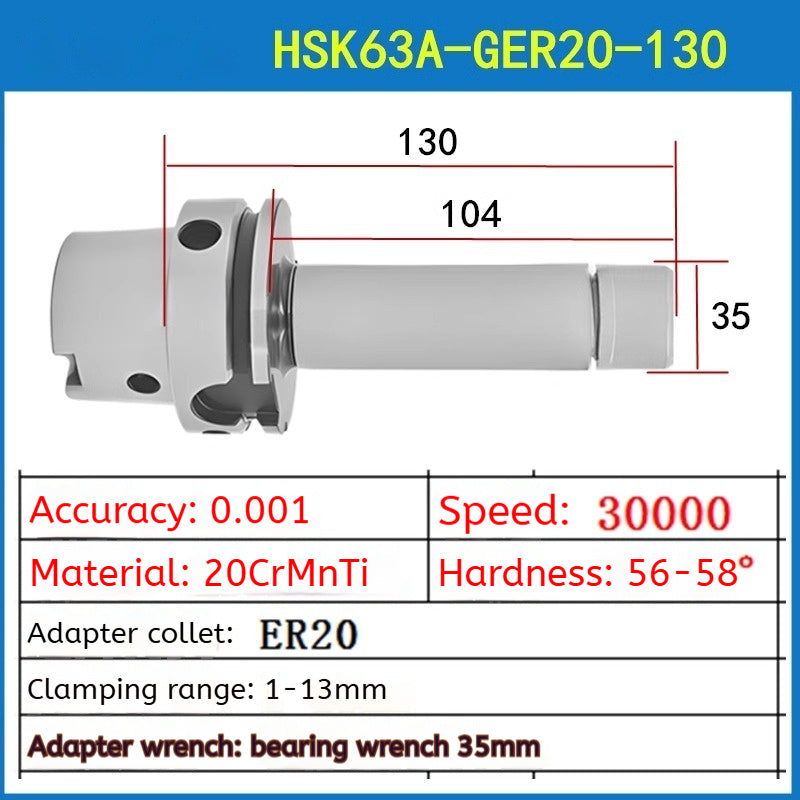 10012 HSK63A high speed tool holder CNC machining center CNC tool holder HSK GER16 20 25 32 high precision tool holder Shandong Denso Pricision Tools Co.,Ltd.